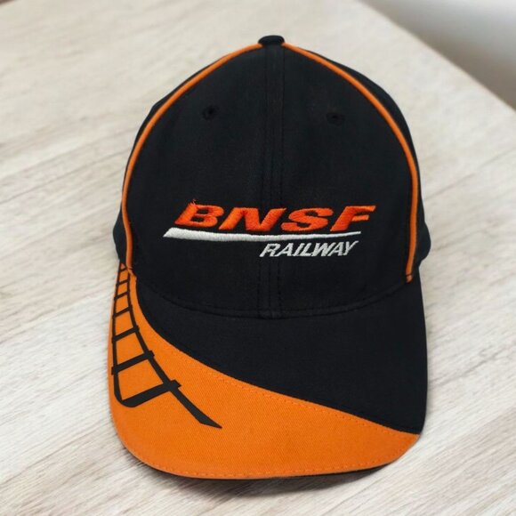 BNSF Railway Strapback Cap Hat Trucker Baseball Embroidered Logo Tracks Train - Picture 1 of 14